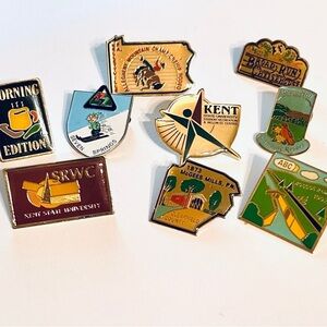 Lot of 9 Souvenir Lapel Pins, Seven Springs, Robin Hill Resort, Kent State KSU